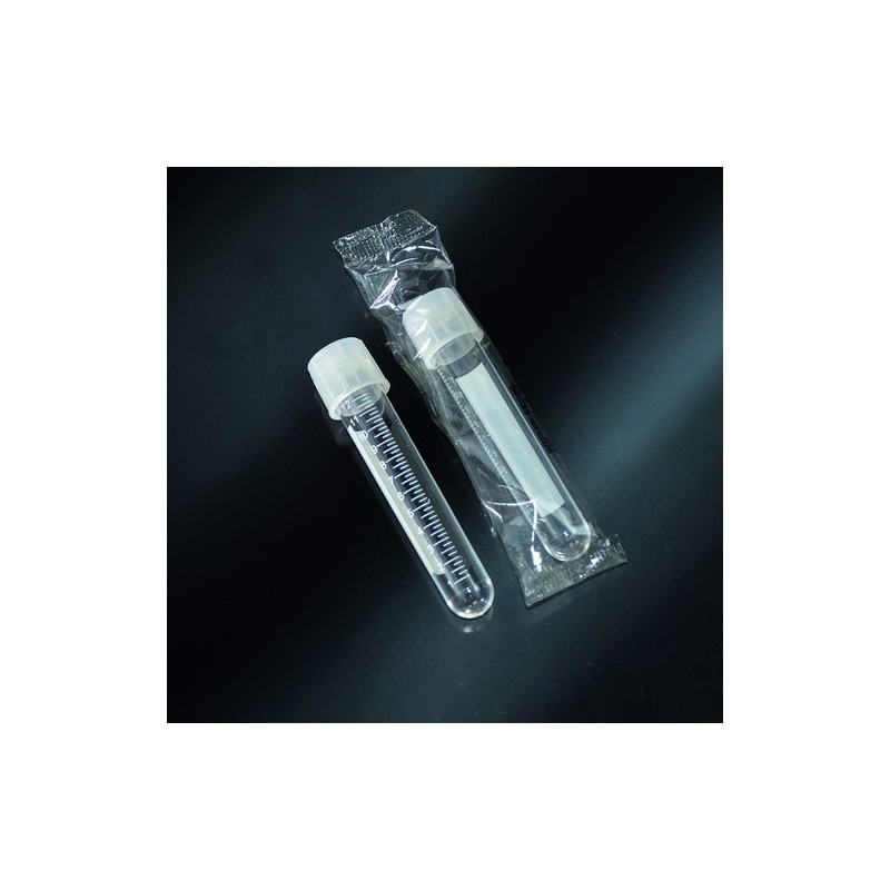 test tubes with screw cap double closure-sterile, in PS 17x100 graduate 14 ml - wrapping single