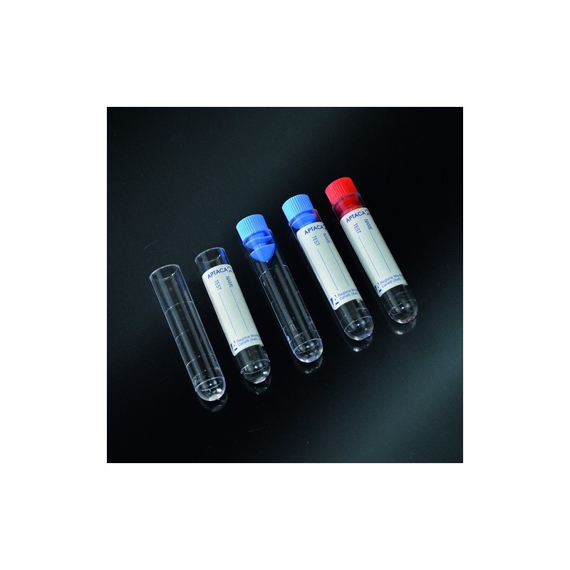 test tubes cylindrical 3 ml in PS 12x55 graduate with cap and label