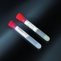 tubes with gel separator+ accelerator 12x86 PP labeled for 5 ml of blood cap down