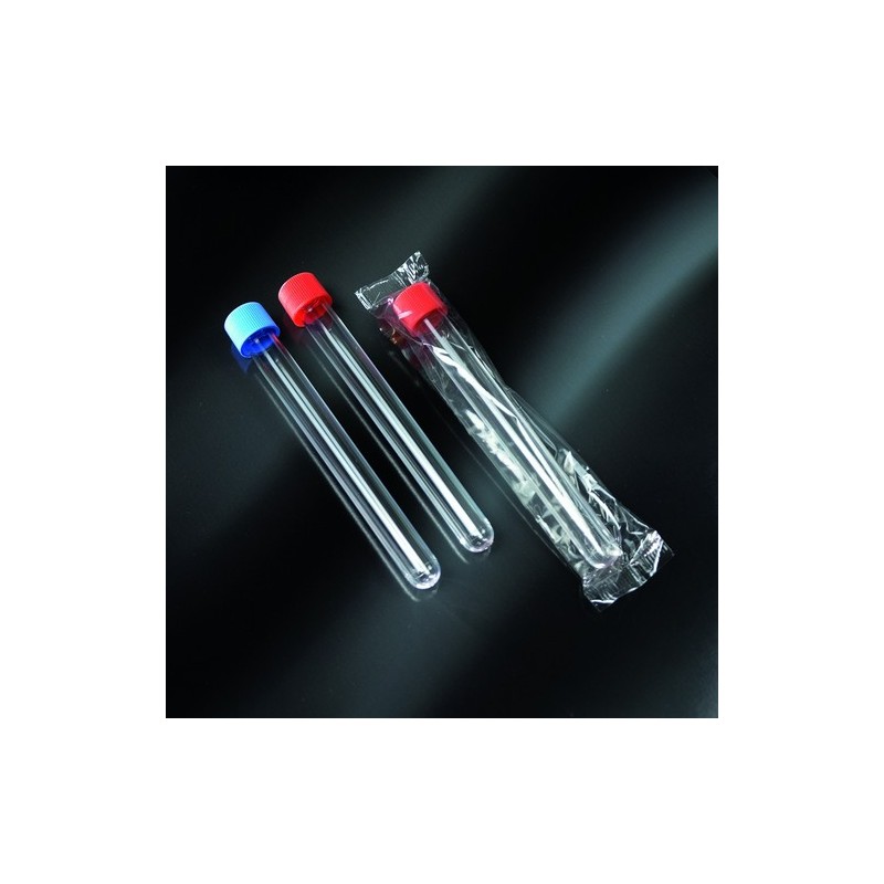 test tubes cylindrical in PS 20 ml screw cap in PS, 16x150 screw cap sterile