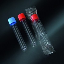 test tubes cylindrical in PS 10ml screw cap in PS 16x100 screw cap sterile