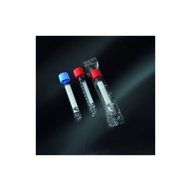 test tubes cylindrical in PS 10ml screen printed screw cap in PS 16x100 screw cap sterile