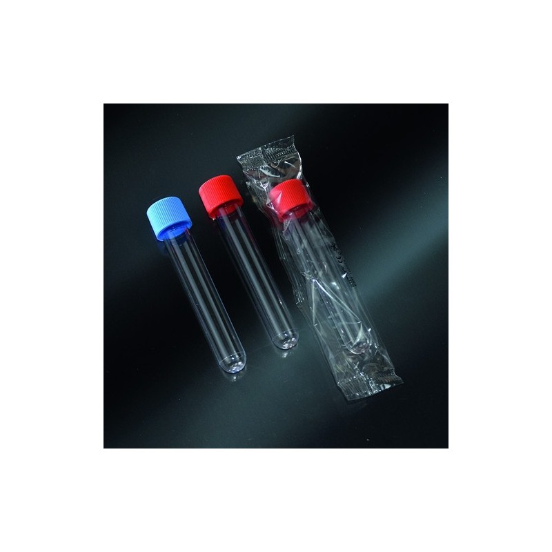 test tubes cylindrical in PS 10ml screw cap in PS 16x100 screw cap sterile - wrapped single