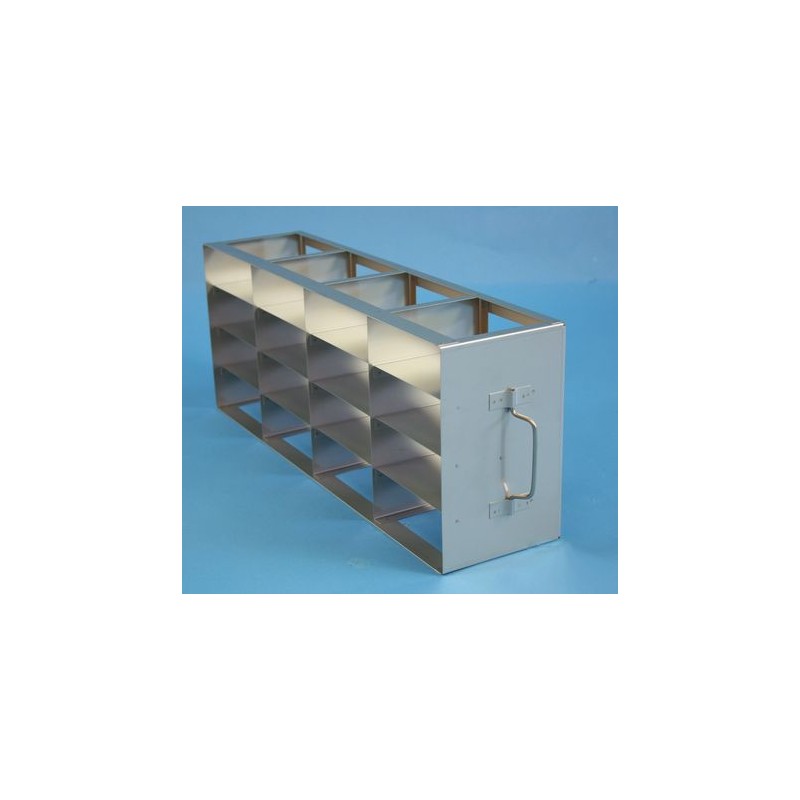 Rack orizzontale acciaio griglia 4x4 (orizz / vert) 16 box per microt/vial 2ml&#44 &#45Dim. 142x565x224mm